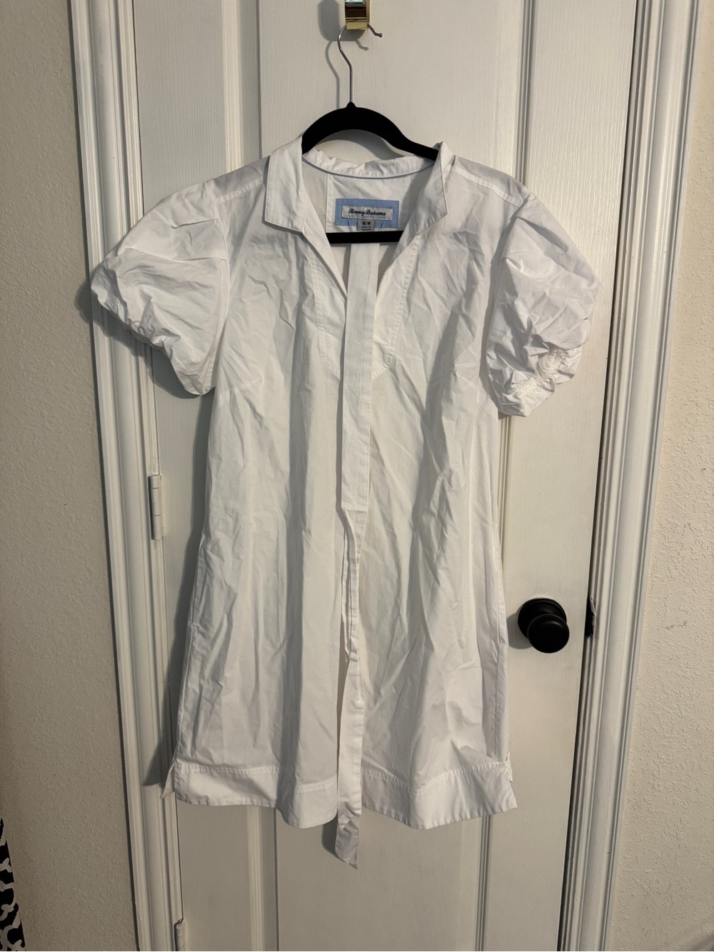 Tommy Bahama White Puff Sleeve Button-Front dress